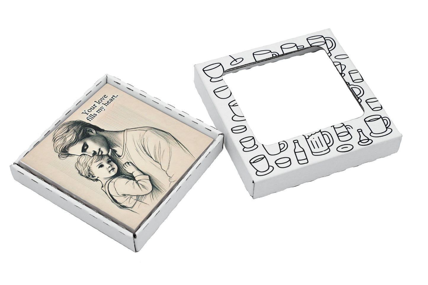 Your Love Fills My Heart Coaster Gift Pack for Father's Day