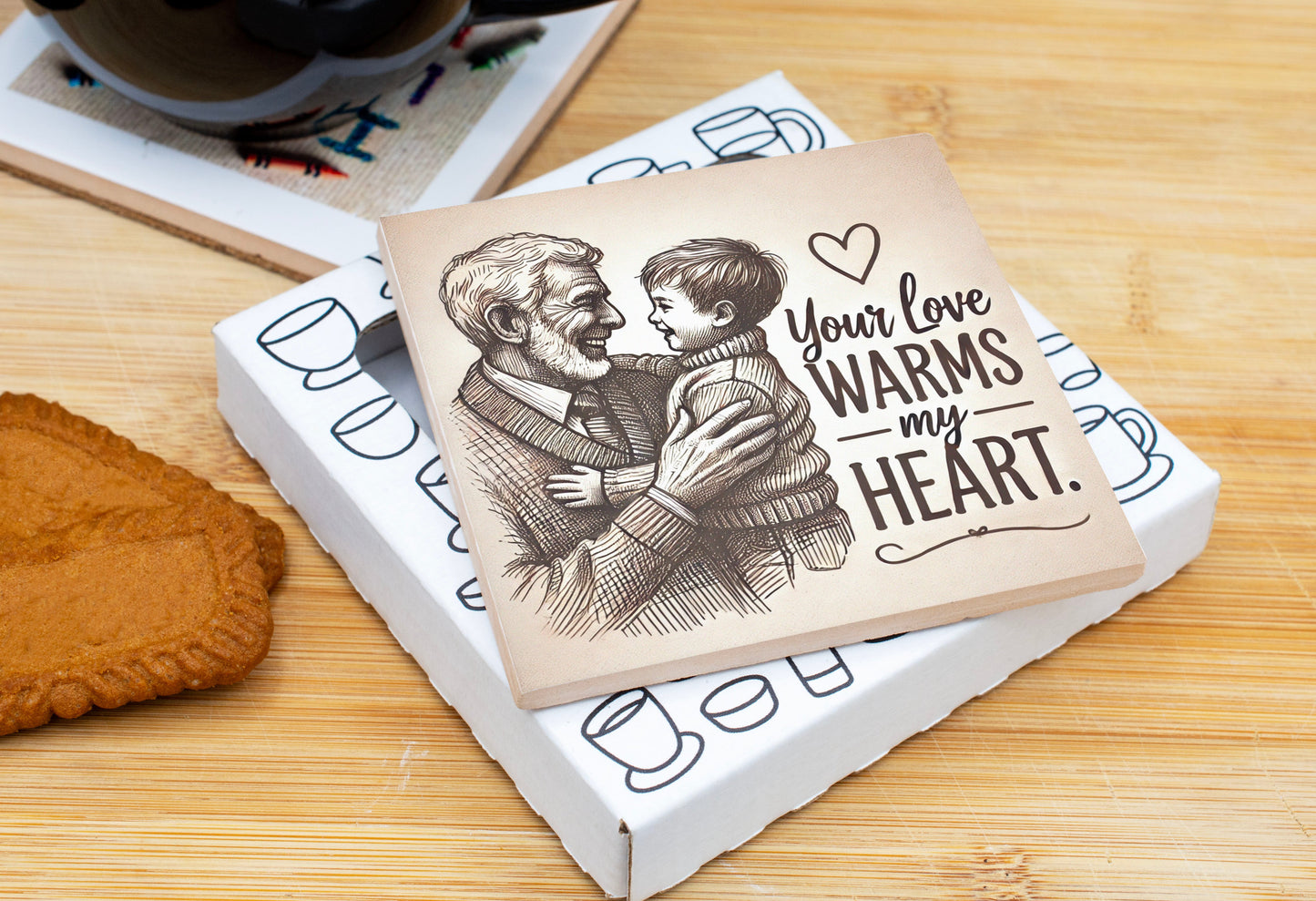Your Love Warms My Heart Coaster Gift Pack for Father's Day