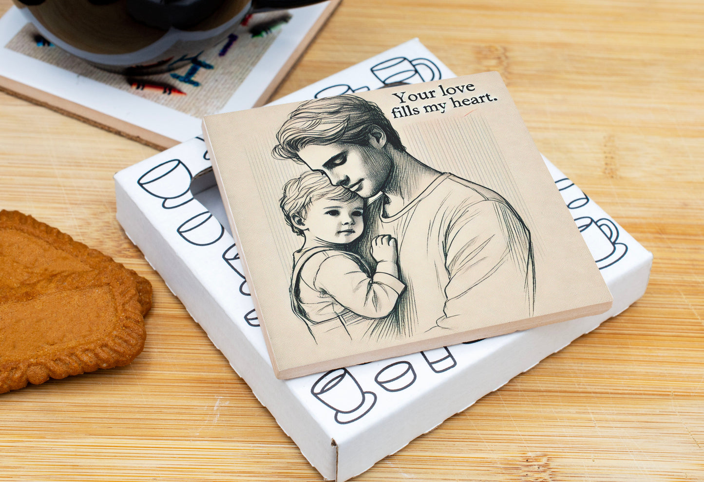 Your Love Fills My Heart Coaster Gift Pack for Father's Day