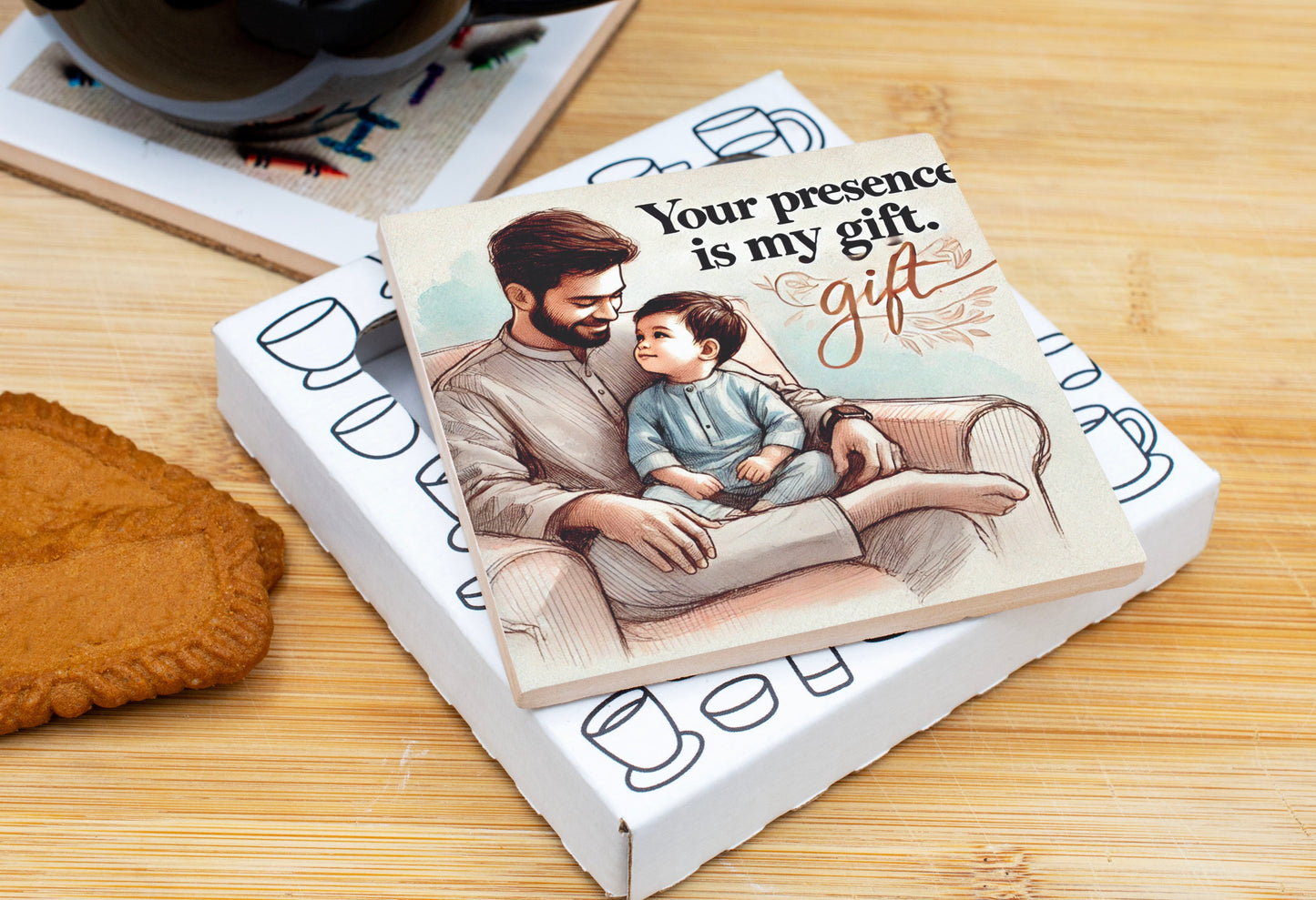Your Presence is My Gift Coaster Gift Pack for Father's Day