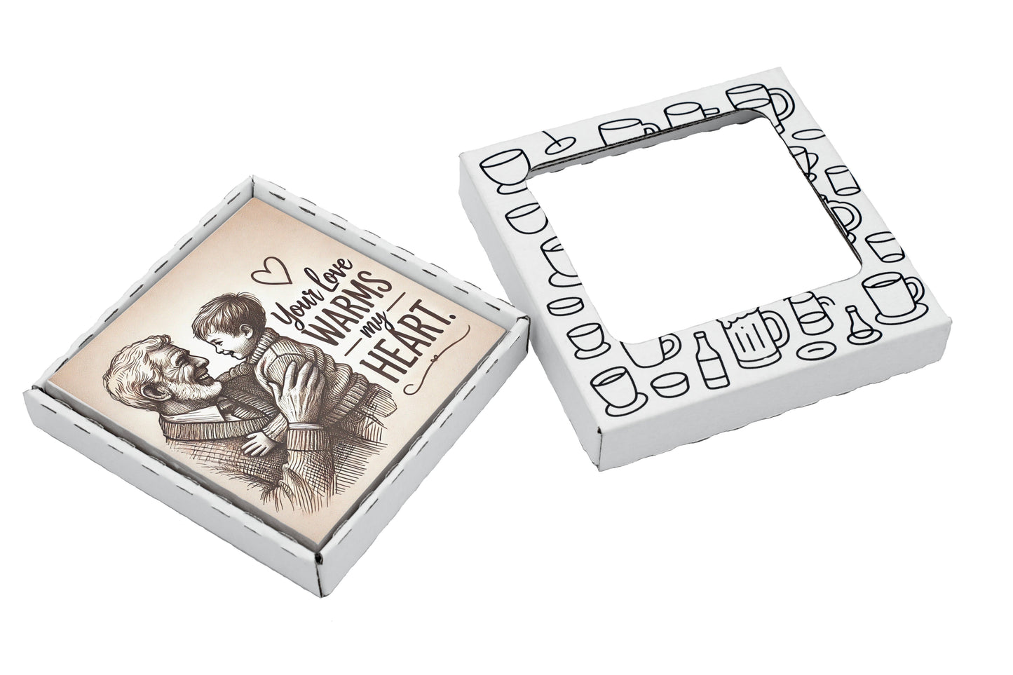 Your Love Warms My Heart Coaster Gift Pack for Father's Day