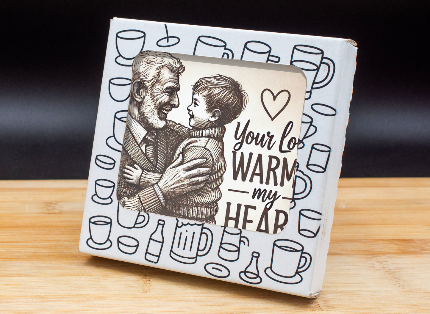Your Love Warms My Heart Coaster Gift Pack for Father's Day