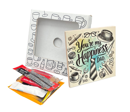 You're My Happiness Dad Coaster Gift Pack - Perfect Gift for Father's Day, Birthday or Housewarming