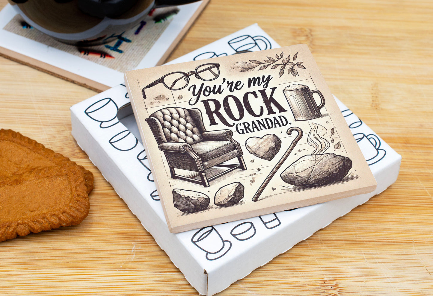 You're My Rock Grandad Coaster Gift Pack - Perfect Sentimental Gift for Birthdays & Housewarming