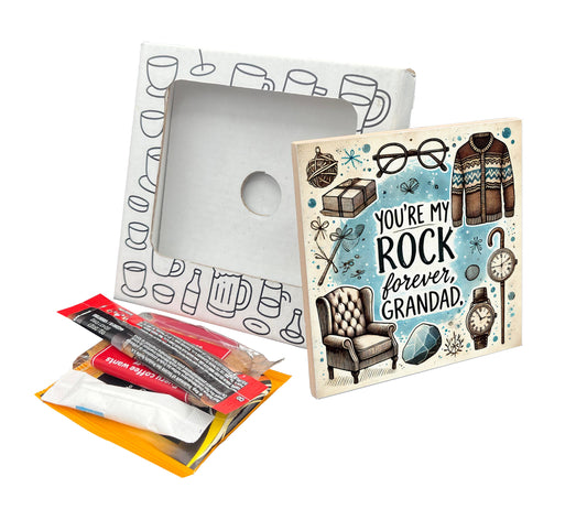 You're My Rock Forever Grandad Coaster Gift Pack - Perfect Birthday or Housewarming Gift