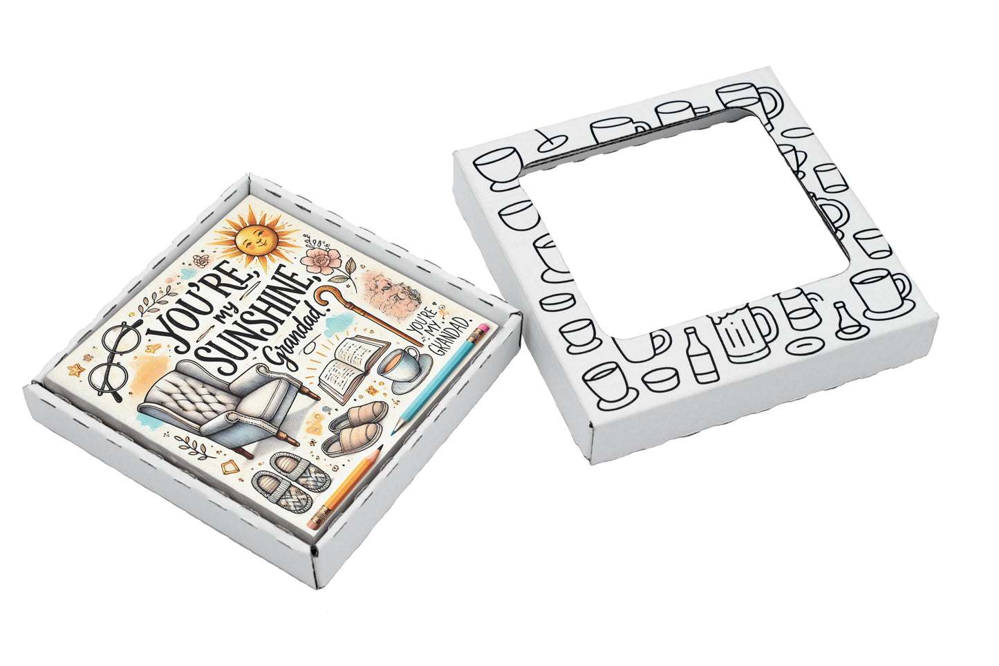 You're My Sunshine Grandad Coaster Gift Pack - Perfect Birthday or Housewarming Gift